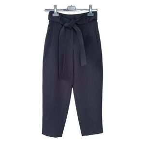 Aritzia Wilfred Black Cropped Tie Front Ankle Pants